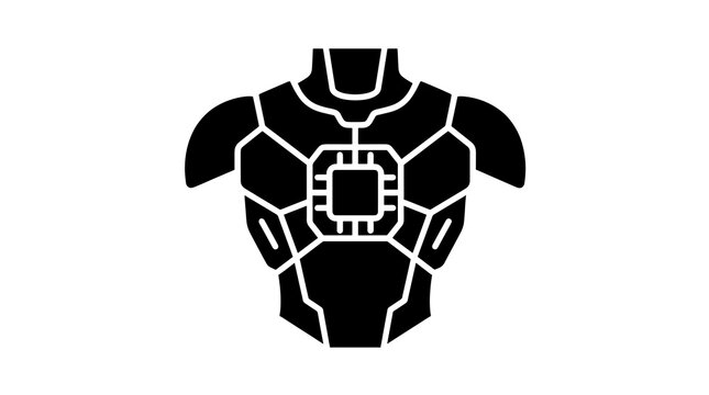 Cybernetic human torso icon black design for artificial intelligence tech