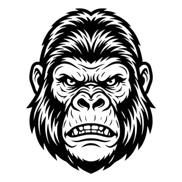 Fierce Gorilla Head Emblem Mascot Illustration