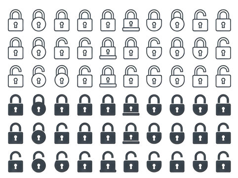 Assorted vintage-style padlock icons collection