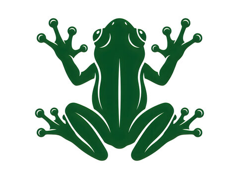 Green frog sitting with outstretched arms