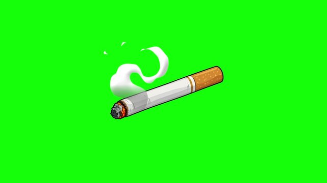 Cigarette with smoke animation in cartoon vector style for addiction awareness
