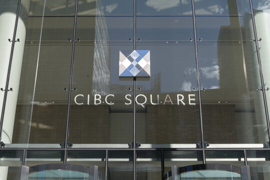 sign on the exterior of CIBC Square, Toronto