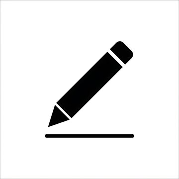 Simple black pencil icon isolated on a clean white background