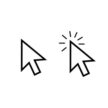 Set of black computer mouse pointer arrow icons on isolated background