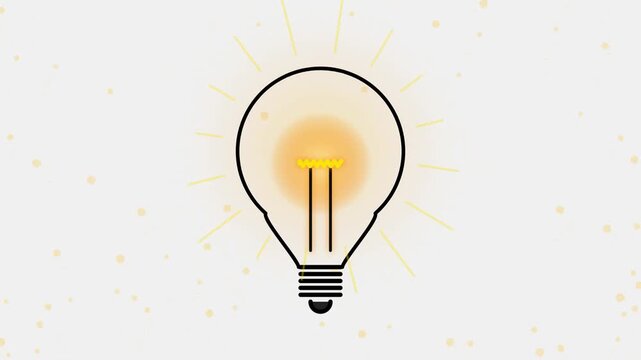 Bright glowing light bulb animation representing creative ideas and innovation
