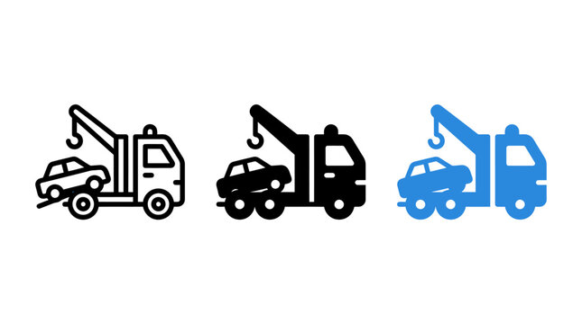 Roadside assistance tow truck icon design set vector illustration symbol