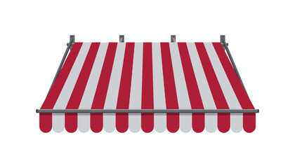 Red and white striped awning vector illustration for store front shop tent canopy exterior facade elements © Fajila
