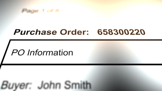 Purchase Order for Manufacturing Company or Vendor