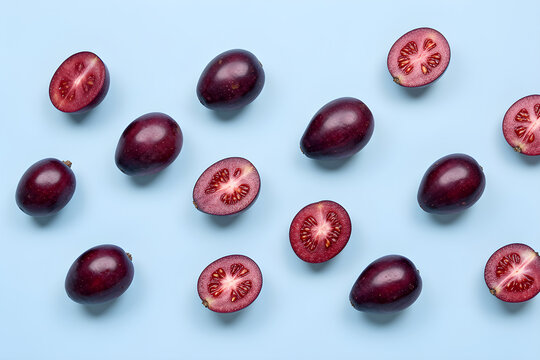 Fresh Loganberry Scattered Flat Lay on Pastel Background