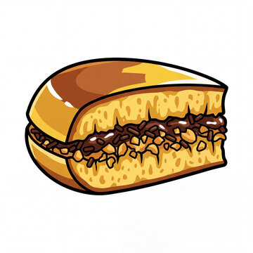 Cartoon Style Martabak Manis with Chocolate and Peanuts Side View