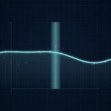 Abstract Blue Waveform Audio Visualizer on Dark Background with Dots