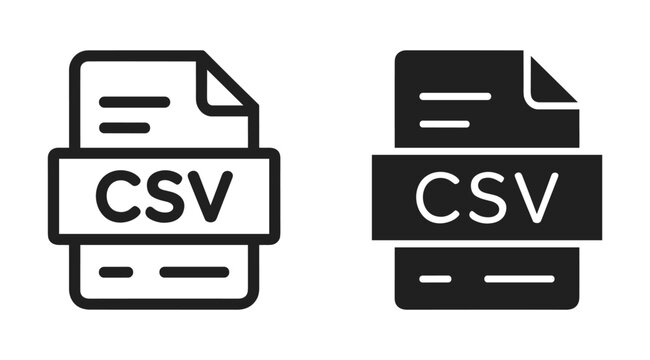 CSV file icon. Comma separated values file symbol. Data file format icon. CSV file representation. Data storage symbol