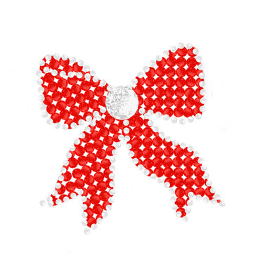 Red Rhinestone Bow Hotfix Transfer Motif Vector for hotfix apparel templates, t-shirt transfers, holiday fashion graphics, festive decorations, and DIY cheer bow templates.