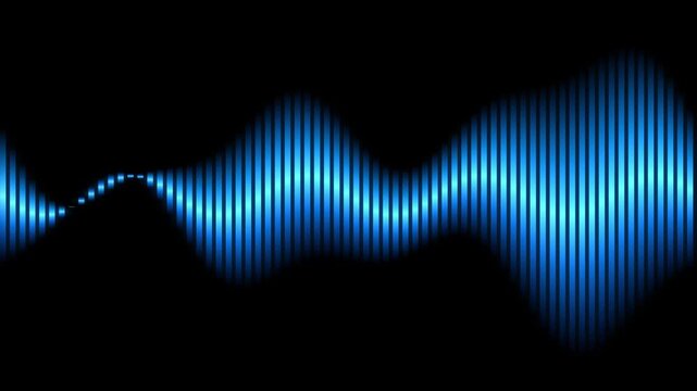 Abstract blue digital audio frequency sound wave equalizer on black background