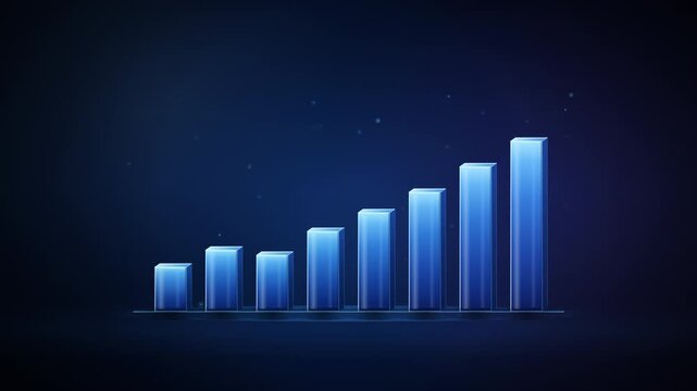 Financial growth chart animation showing rising business performance and increasing profits, ideal for finance presentations, investment videos, business reports, and corporate motion graphics