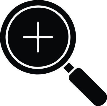 Black magnifying glass icon representing search and zoom in functionality