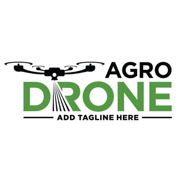 Drone agriculture logo design, modern technology agriculture, drone with spray drops or air treatment of the field with herbicides or fertilizer. logo design vector.
