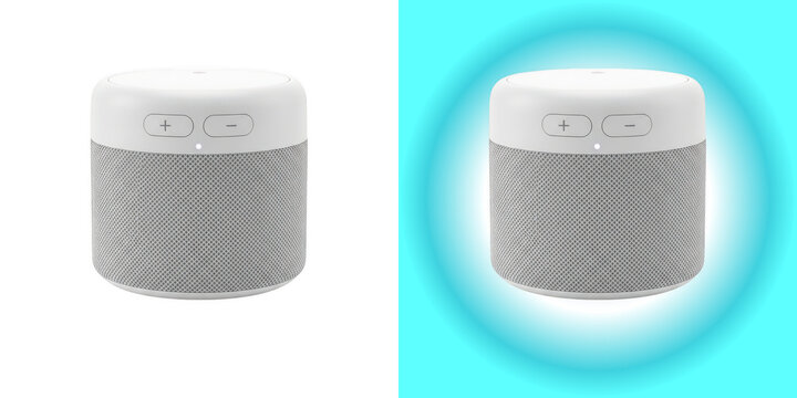 Modern wireless smart speaker isolated on transparent background