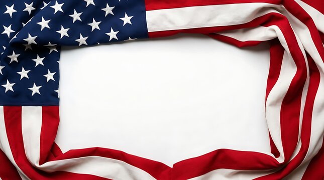 American flag frame on white background