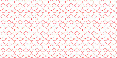 Seamless red outline scale pattern — fish and mermaid scales on white background © fendi
