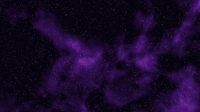 Flying through purple nebula clouds and stars in deep space, seamless loop background in 4K