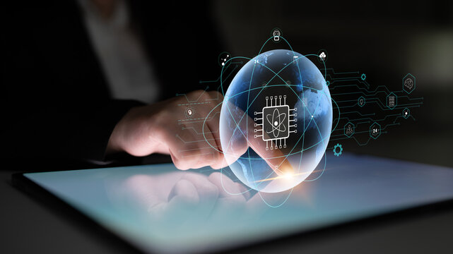 A global quantum computing network for the future of communication and data processing. A worldwide system powered by quantum technology and AI. Motif
