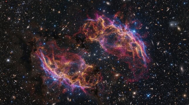 Cosmic nebula and distant galaxies in deep space a stunning astronomical photograph