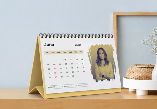Minimal Monthly Desk Calendar 2027 Template for Corporate Office Use