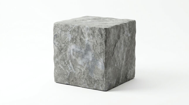 gray cube with cement on white backgrounds 