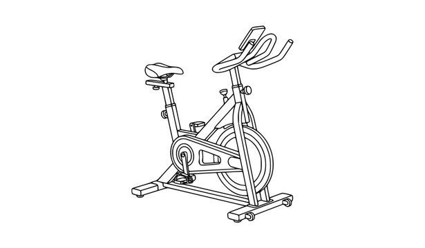 Indoor Spinning Bike Line Art with Minimalist Stationary Bicycle Outline