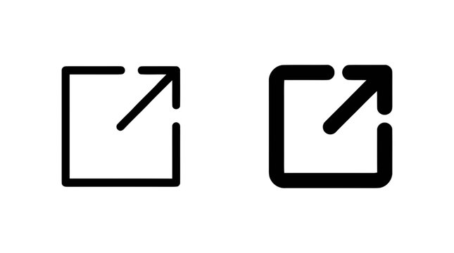 Vector illustration of external link icon set, thin line and thick stroke style on a transparent background