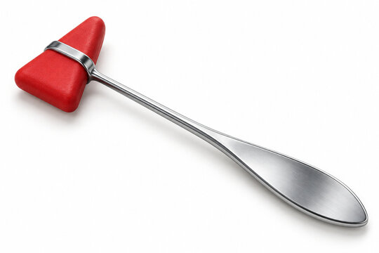 AI-generated realistic 3D render of reflex hammer isolated on a clean white background with soft shadow for healthcare design.