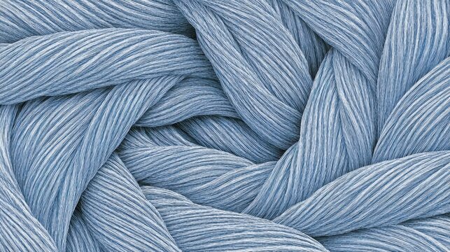 Macro close-up of blue braided textile fibers showing detailed woven texture and pattern