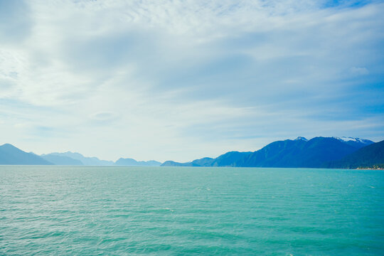 Landscape of Kenai Fjords National Park and Seward resurrection bay, glacier, harding ice cap ice field and pacific ocean in Alaska, USA