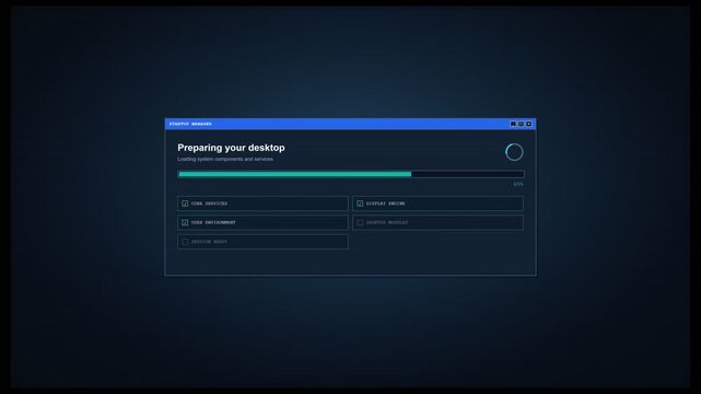 Startup Manager Window Shows Progress Bar Loading Computer System Components and Services