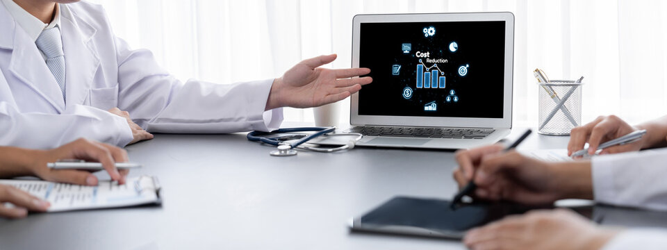 Cost reduction, cost saving concept shown on computer screen brisk, corporate business efficiently save cost and company resources by reduction of unnecessary expenses