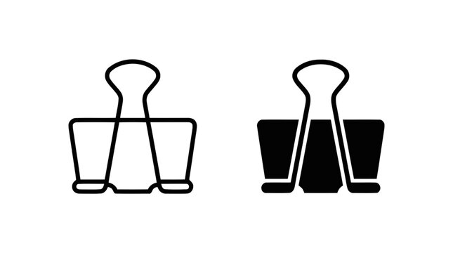 Vector illustration of binder clip icon set, office stationery supply vector illustration on a transparent background