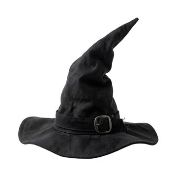black old witch hat isolated on white background