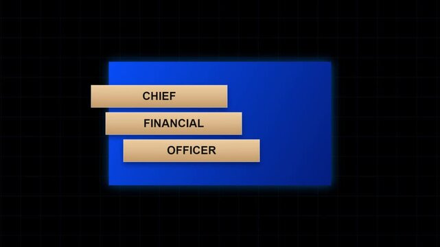 Corporate graphic showing the text Chief Financial Officer on a blue background