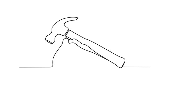 Hammer tool drawn in a single continuous line style