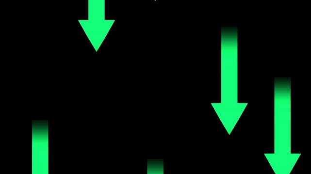 Neon green downward arrows motion background loop