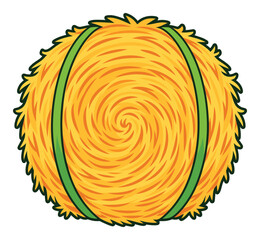 Round yellow hay bale with green ribbons isolated on white background © Best Pixels 