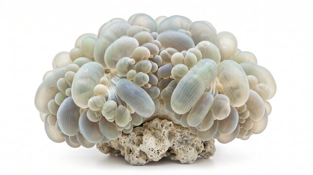 Plerogyra sinuosa formation displaying smooth inflated polyps on a white background.