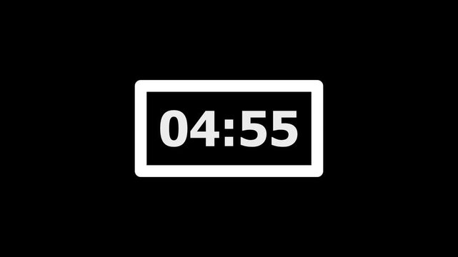 Digital clock display showing time 04 56 inside a rectangular outline frame against solid black background for video timing and countdowns