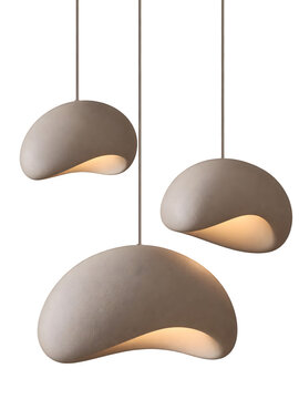 Modern Organic Sculptural Pendant Lights Set Isolated on Transparent Background