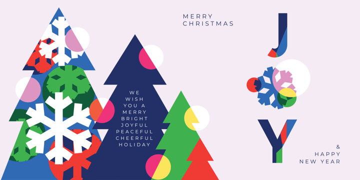 Abstract geometric christmas tree holiday greeting card