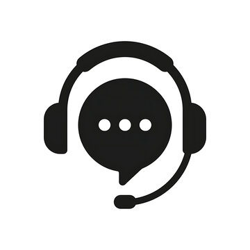 Customer support headset with speech bubble icon isolated on
