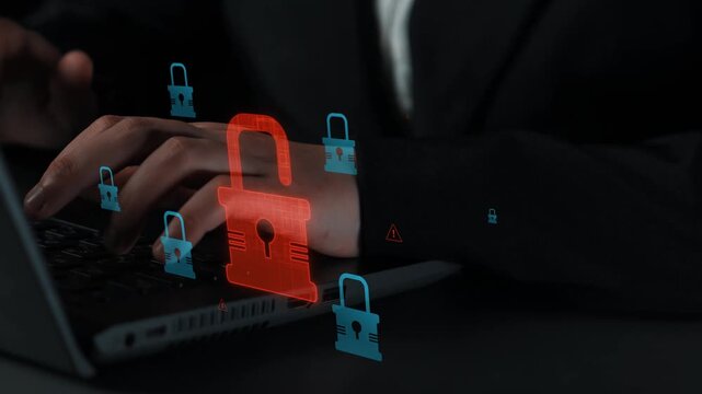 Digital security concept illustrating a cybersecurity breach, with a red unlocked padlock indicating data exposure among secure systems, emphasizing system vulnerability and risk Marrow