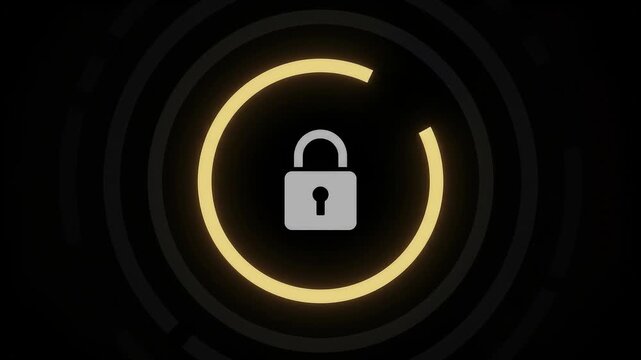 Secure digital lockup animation with glowing ring for online privacy