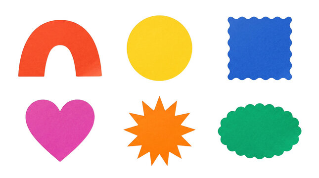 Set of Colorful Paper Cutout Geometric Shapes